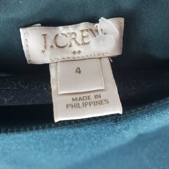 J. Crew Sheath Dress Women 4 Teal Green Wool Blend Career Sleeveless Pleated - Picture 5 of 10